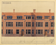 206859 Opstand van de voorgevels van de huizen J.M. Kemperstraat 1 (rechts)- 3 en een deel van de zijgevel van het huis ...